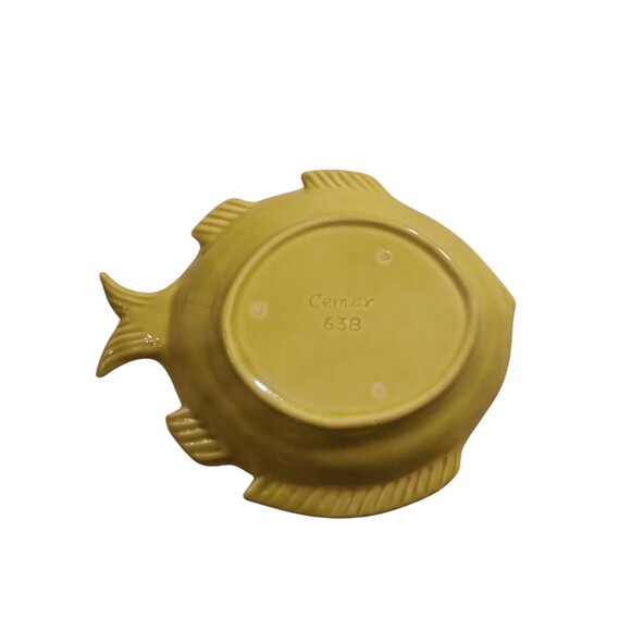 Cemar 638  Fish Salad Plate Mid-century Modern Lime Green California Pottery - Picture 2 of 6